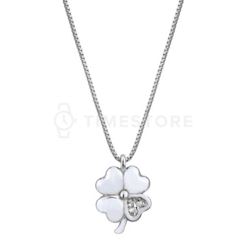 Strieborný náhrdelník s diamantom, štvorlístok TS-PN-0053