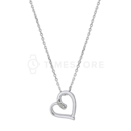 Strieborný náhrdelník s diamantom, srdce TS-PN-0054