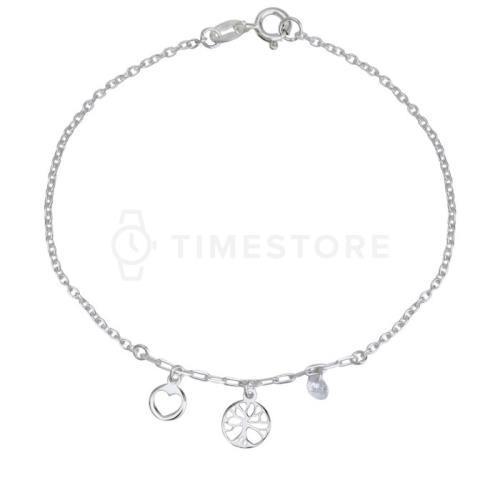 Strieborný náramok s príveskami TS-BR-0057
