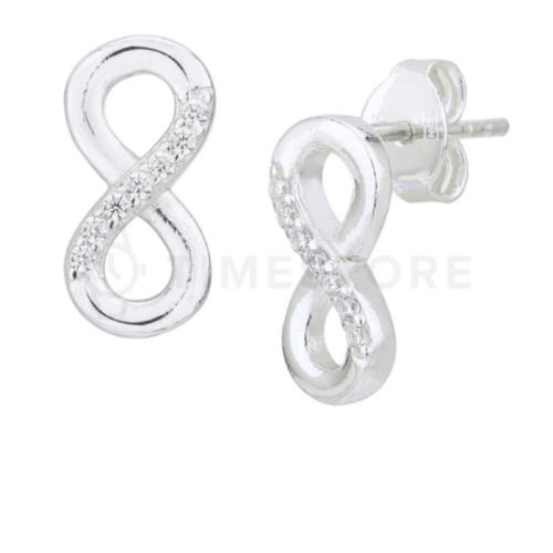 Strieborné náušnice zdobené zirkónmi, symbol nekonečno TS-EA-0228