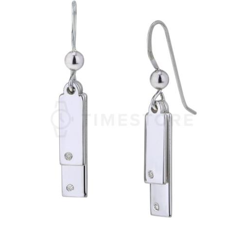 Visiace strieborné náušnice s diamantom TS-EA-0247