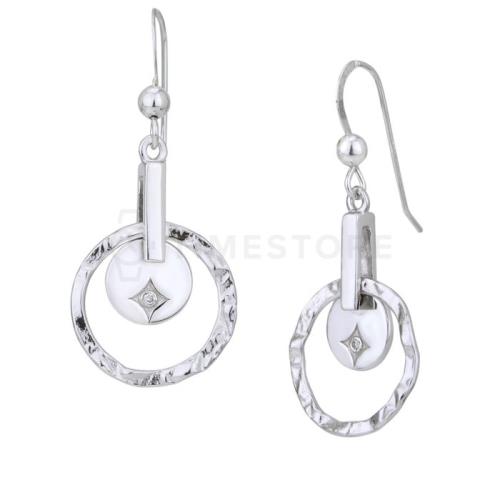 Strieborné náušnice s diamantom, kruhový dizajn TS-EA-0248