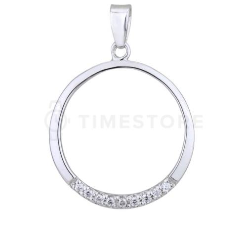 Okrúhly strieborný prívesok s diamantom TS-PE-0016