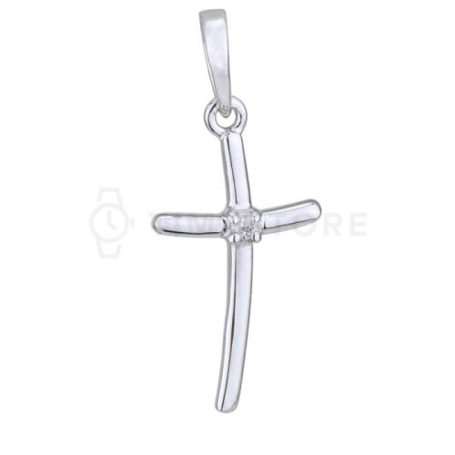 Strieborný prívesok v tvare kríža s diamantom TS-PE-0019